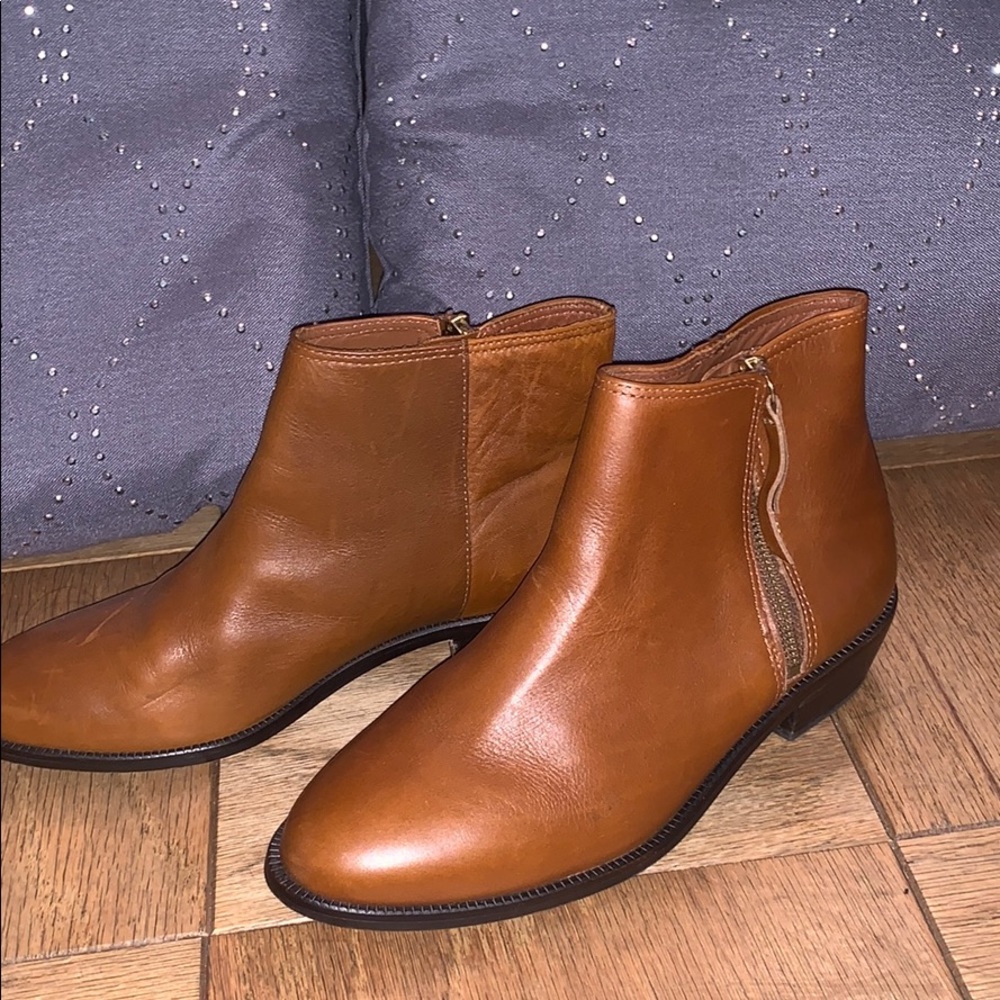 J. Crew Brown Leather Small Chunky Heels